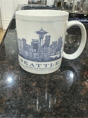 Starbucks Seattle Skyline Blue and White Ceramic Mug 2011
